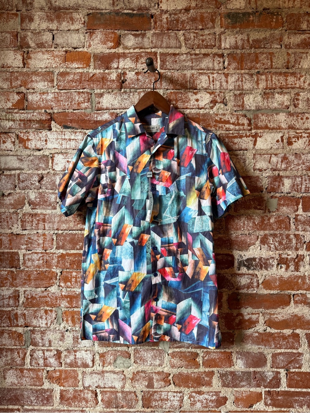 Short-Sleeve Abstract Print Shirt in Multicolor by